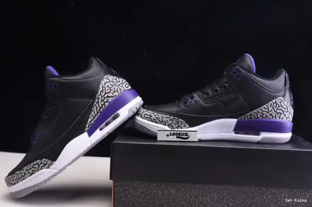 1st Kicks Court 3 Black Jordan Air Purple Retro CT8532-050 0520